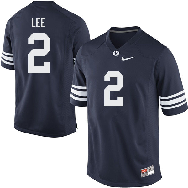 Men #2 Austin Lee BYU Cougars College Football Jerseys Sale-Navy - Click Image to Close